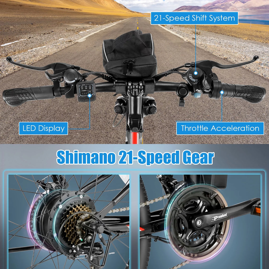 Folding Electric Mountain Bike for Adults, 48V 7.8Ah, 21 Speed W320