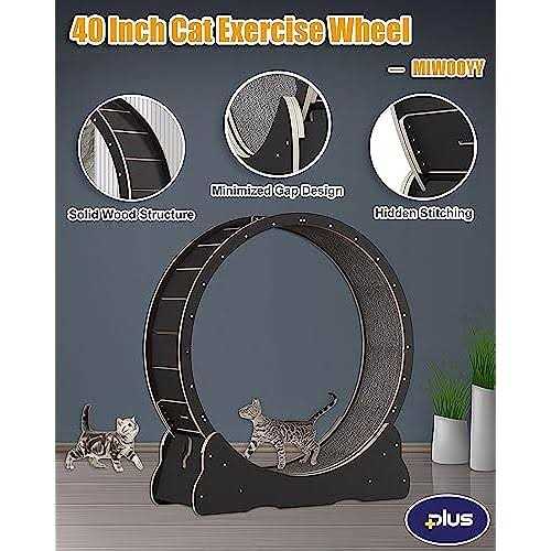 Cat Exercise Wheel 40 inch Solid Wood for Indoor Cats I435