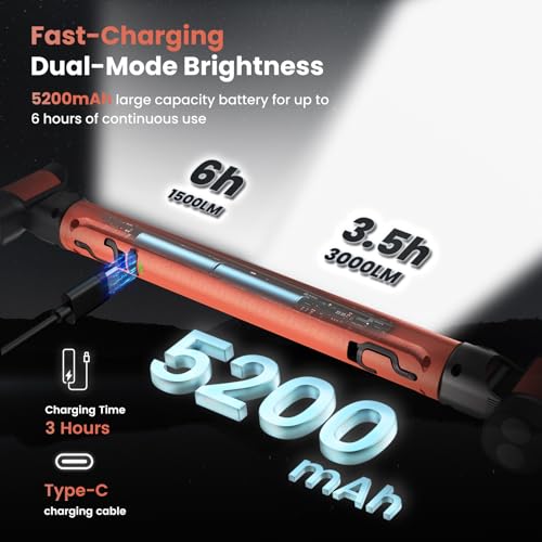 LED Magnetic Work Light 3000LM Rechargeable Cordless with Hooks G6189