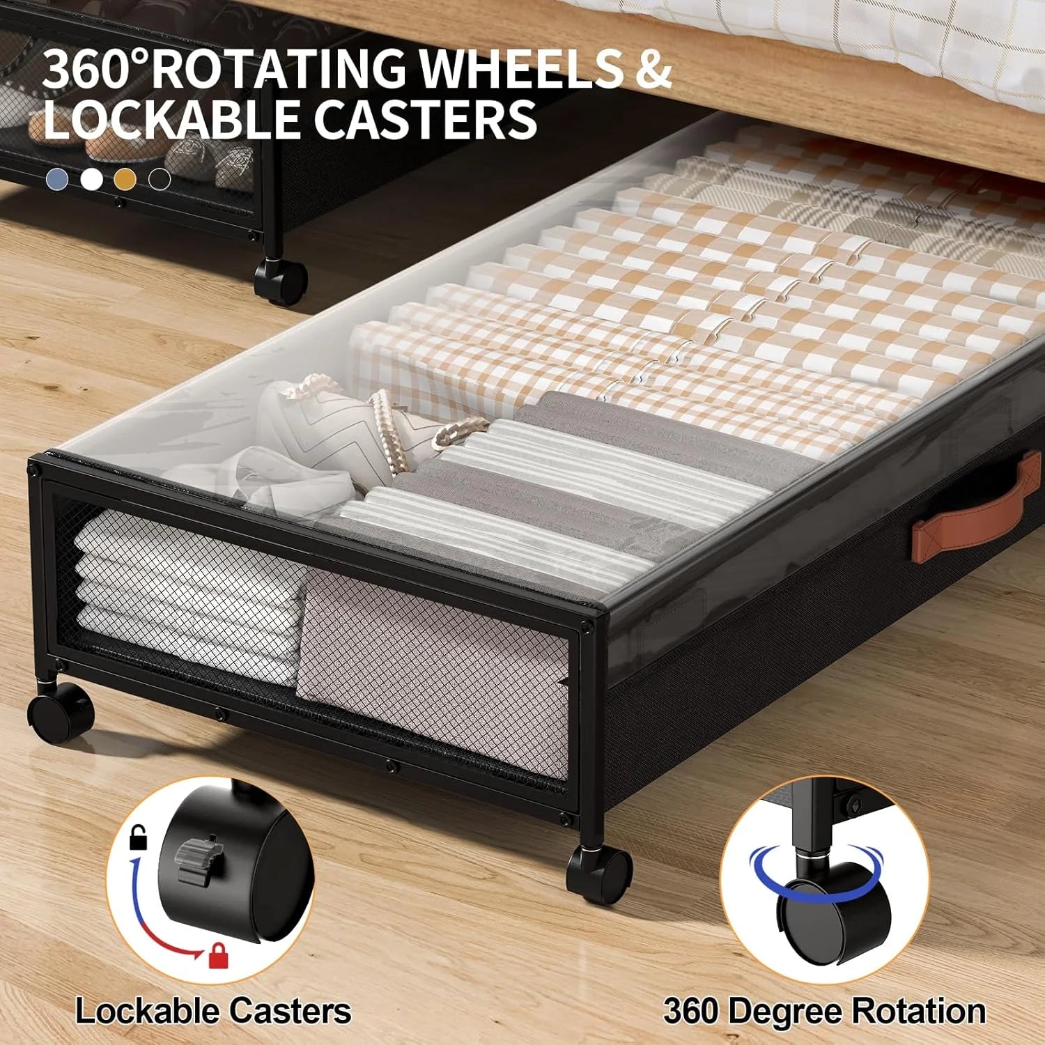 Under Bed Storage Containers with Wheels, Large 54L, 2 Pack Z7022
