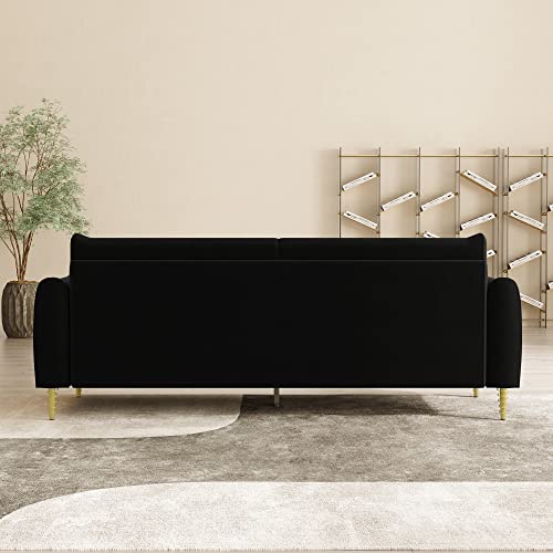 3-Seat Velvet Couch with Solid Wood Frame and Pillows Z663