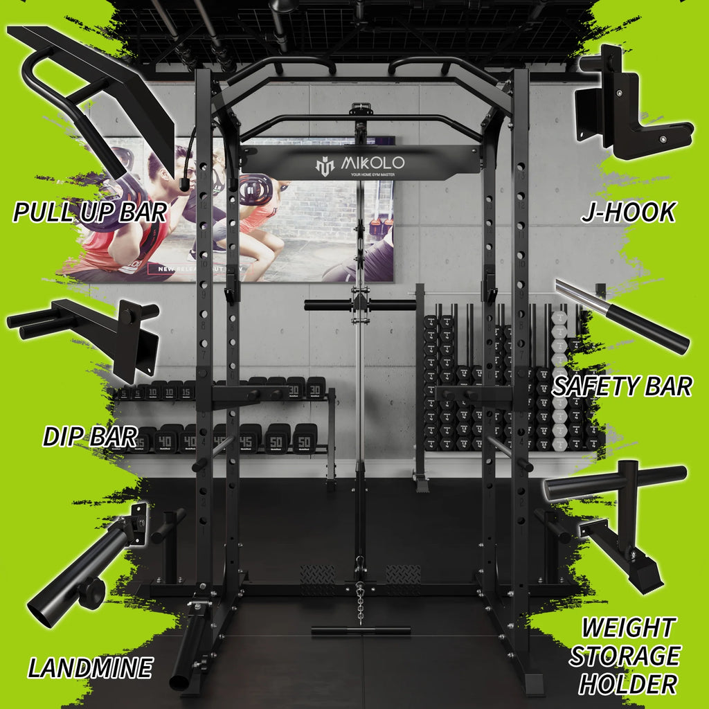 Power Rack Cage with LAT Pulldown System, 1200LBS Capacity, Squat Rack G822827
