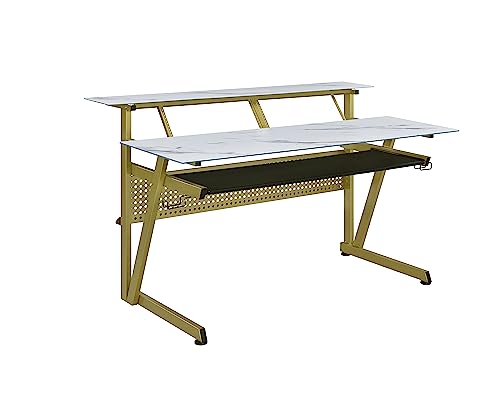 Tempered Glass Music Studio Workstation with 2 x 4U Rack Y67964