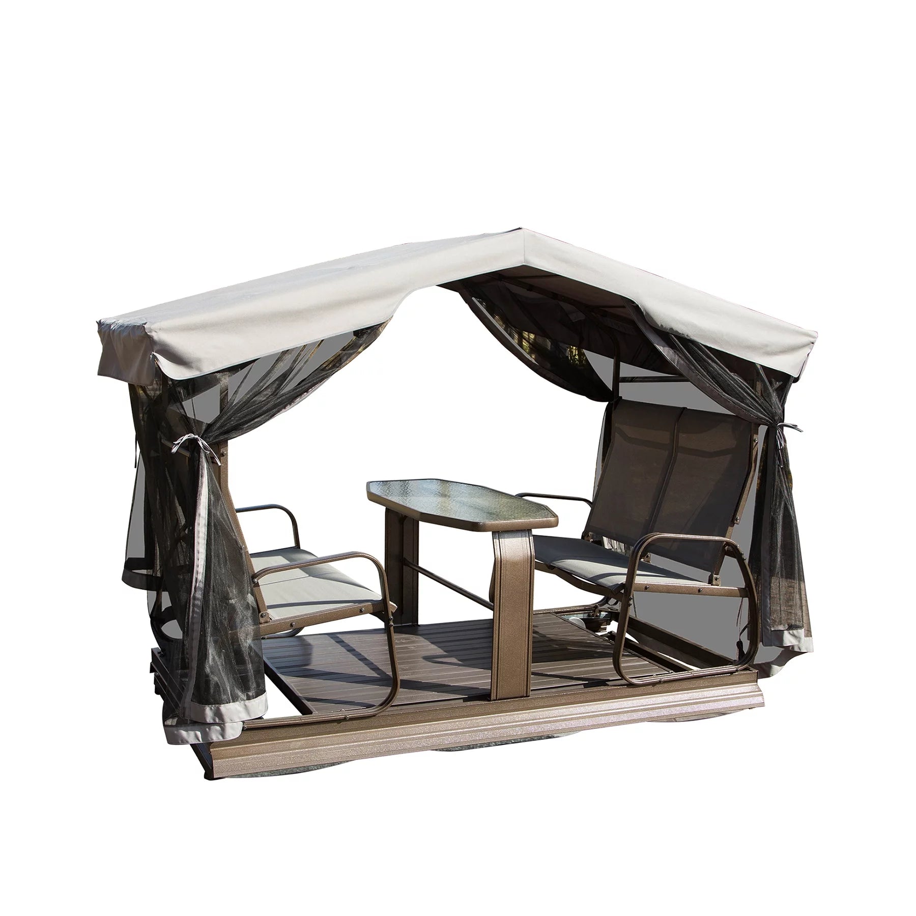 Outdoor Glider Bench with Canopy, 4-Seat Patio Swing Chair T819
