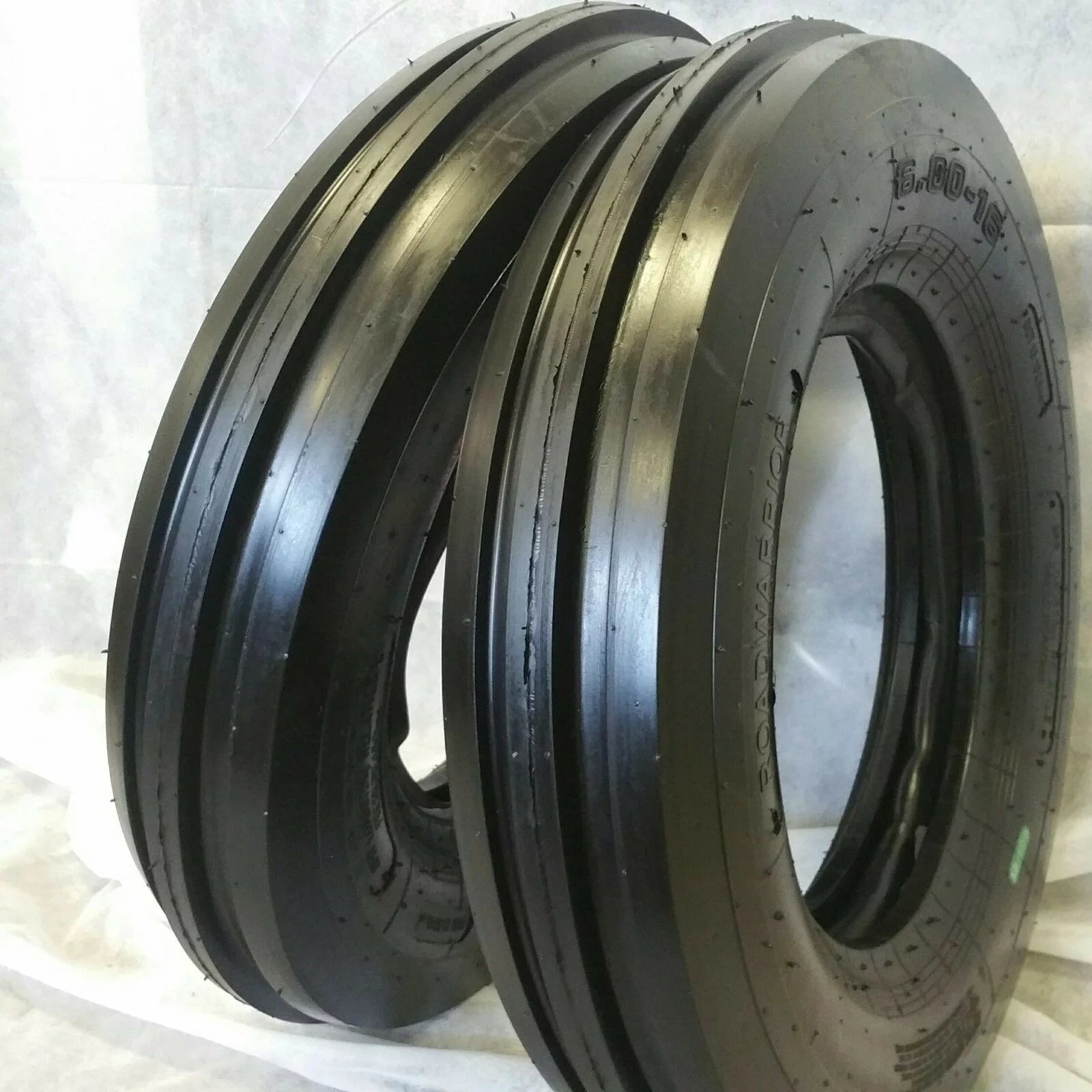 (2 TIRES + 2 TUBES) 6.00-16 8 PLY ROAD CREW OZKA KNK-35 - 3-Rib Farm Tractor Tire 6.00x16