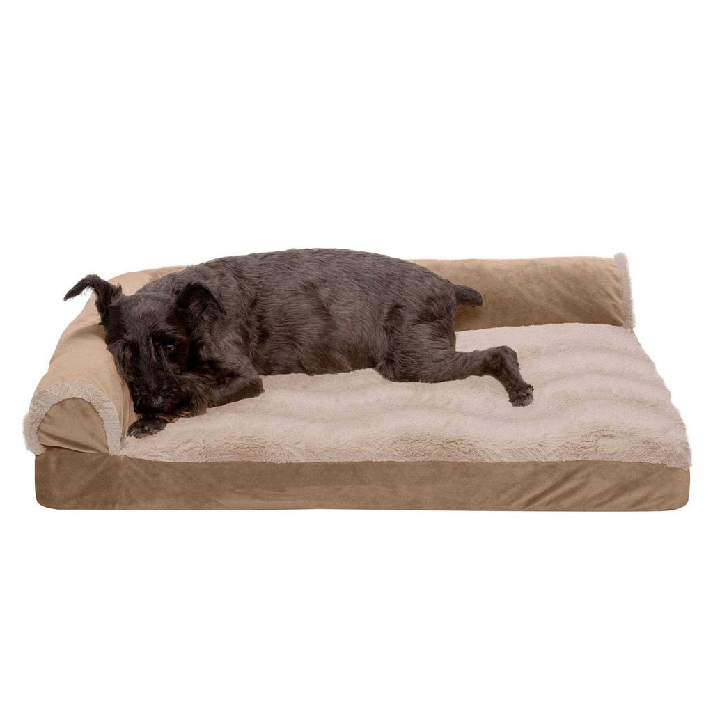 FurHaven Wave Fur &amp; Velvet Deluxe Chaise Lounge Dog Bed - Pet Supplies online store