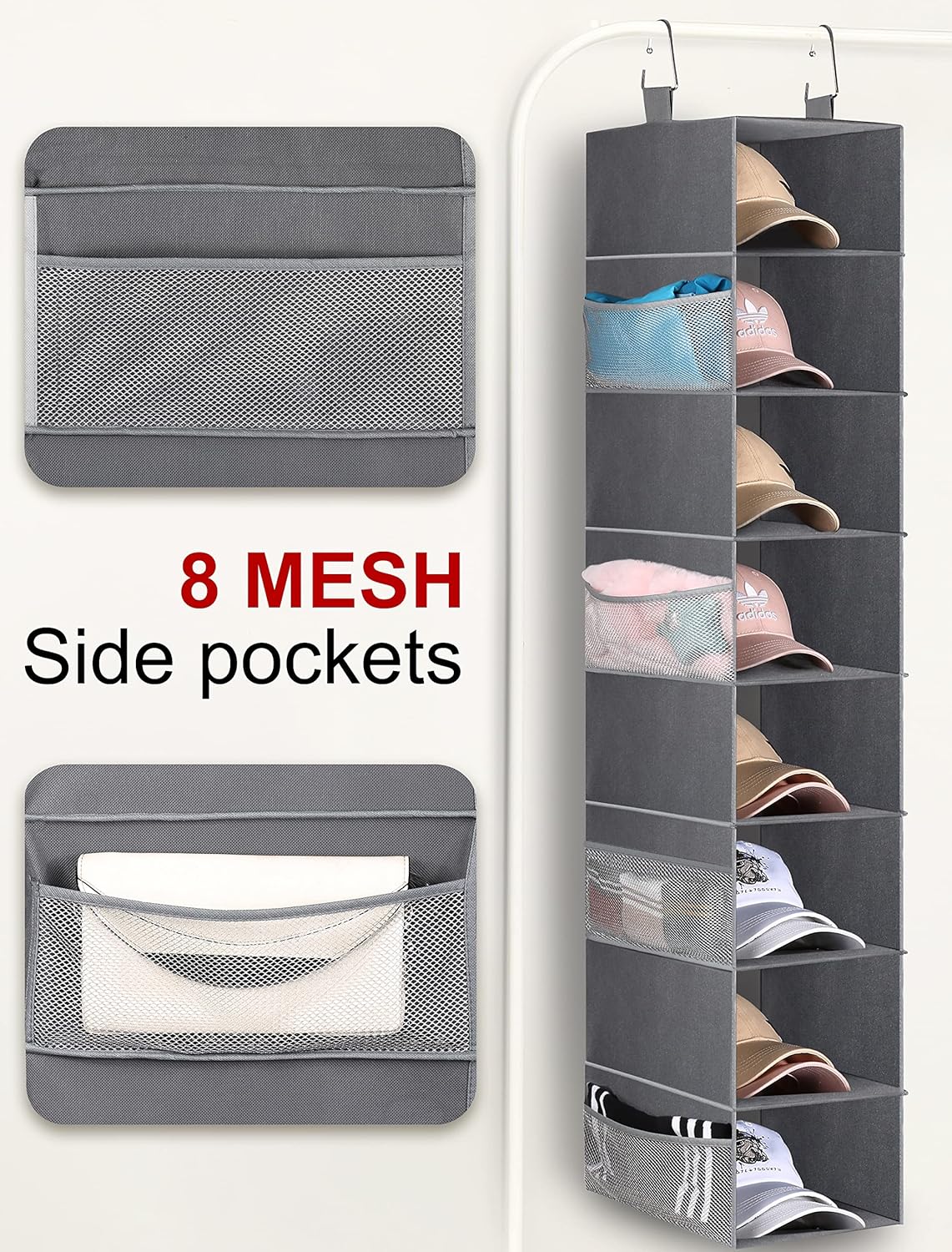 3-Tier Long Shoe Rack for Closet with 8-Shelf Hanging Organizer M871