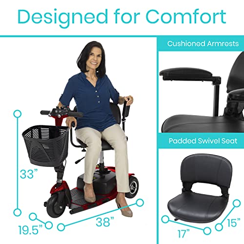 3 Wheel Mobility Scooter - Electric Folding Travel Scooter for Adults with Long Range Battery H795