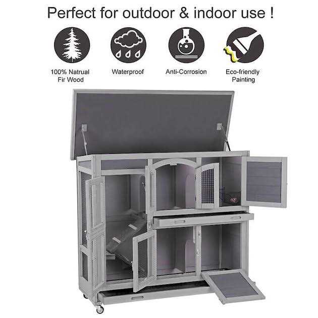 2 Story Rabbit Hutch on Wheels C543