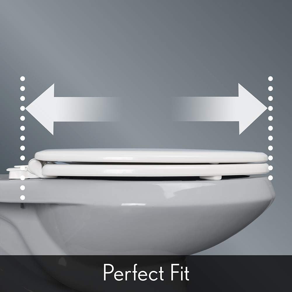 Elongated Toilet Seat with Brushed Nickel Hinges, Slow Close, Enameled Wood C819