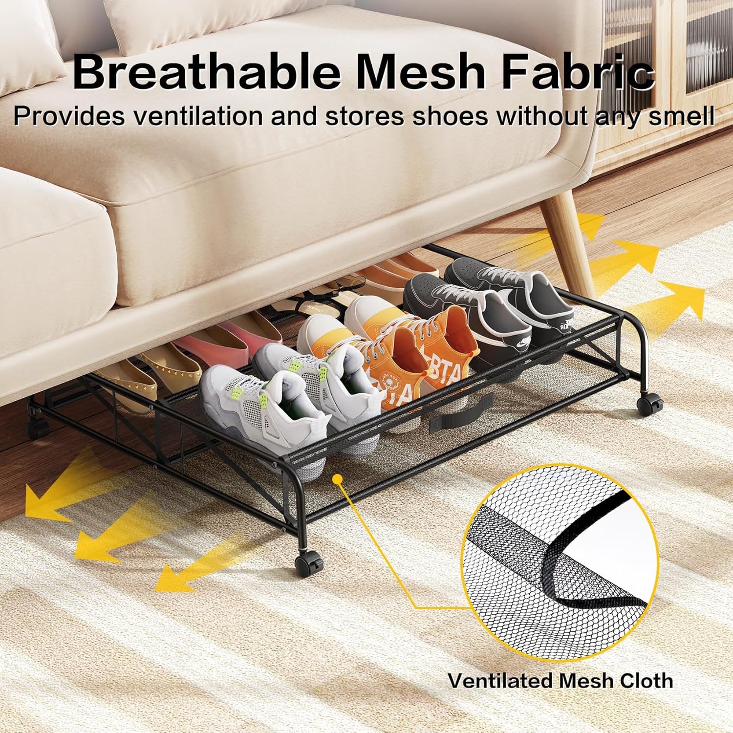 Under Bed Shoe Storage Organizer with Wheels, 2 Pack Q1838
