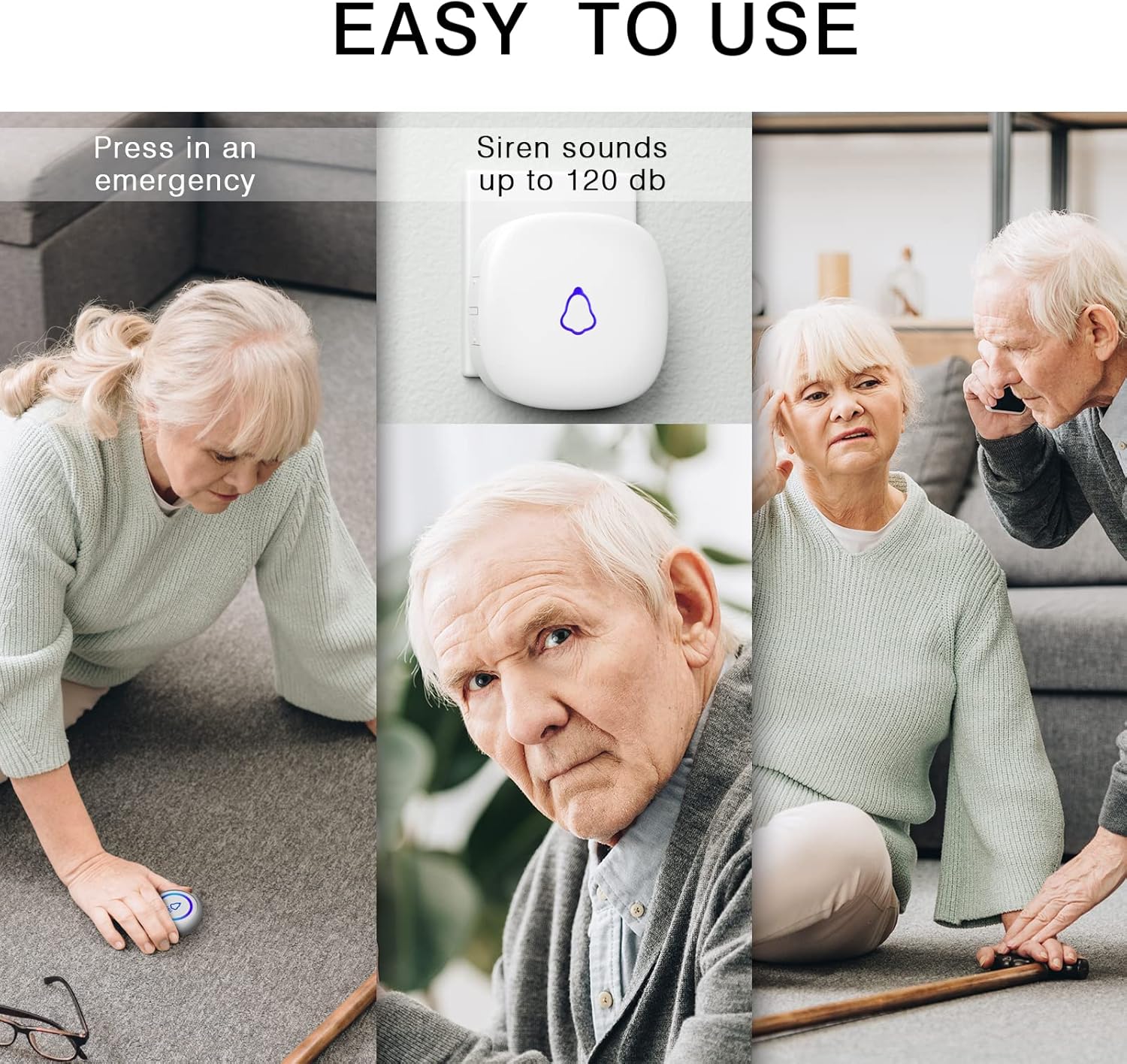 Wireless Caregiver Pager with 3 Call Buttons and 3 Receivers for Seniors O657025