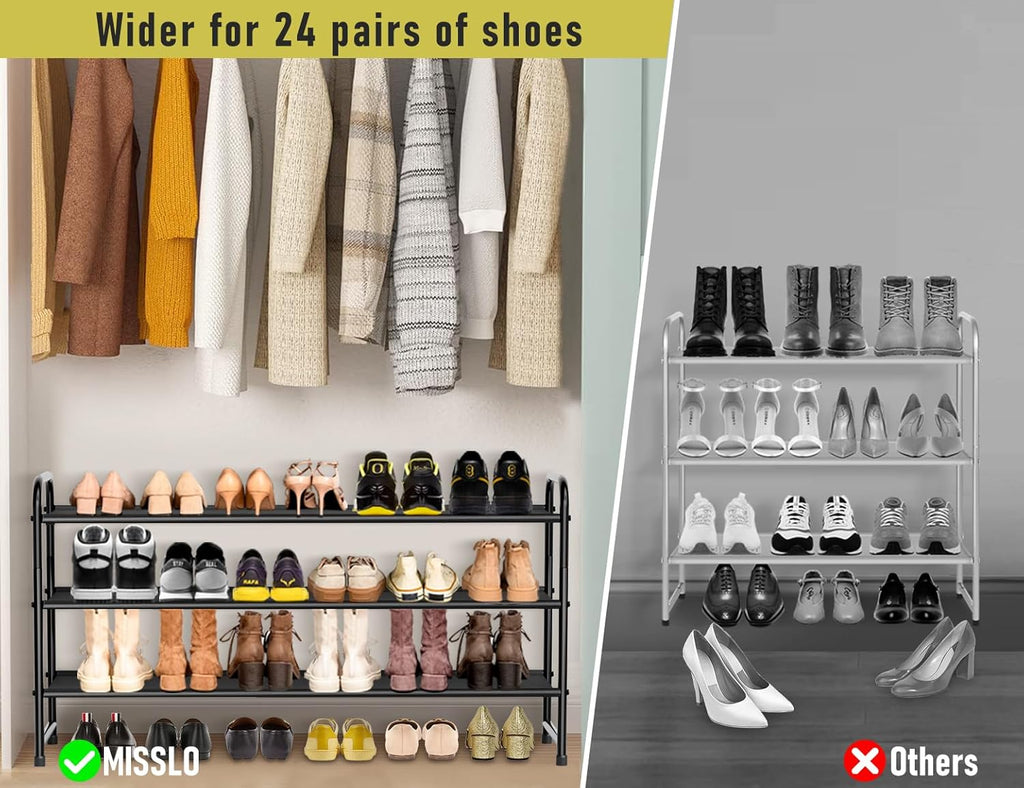 3-Tier Long Shoe Rack for Closet with 8-Shelf Hanging Organizer M871