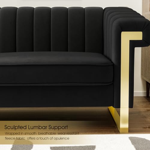 83" Velvet 3-Seater Tufted Sofa with Solid Wood Frame V9870