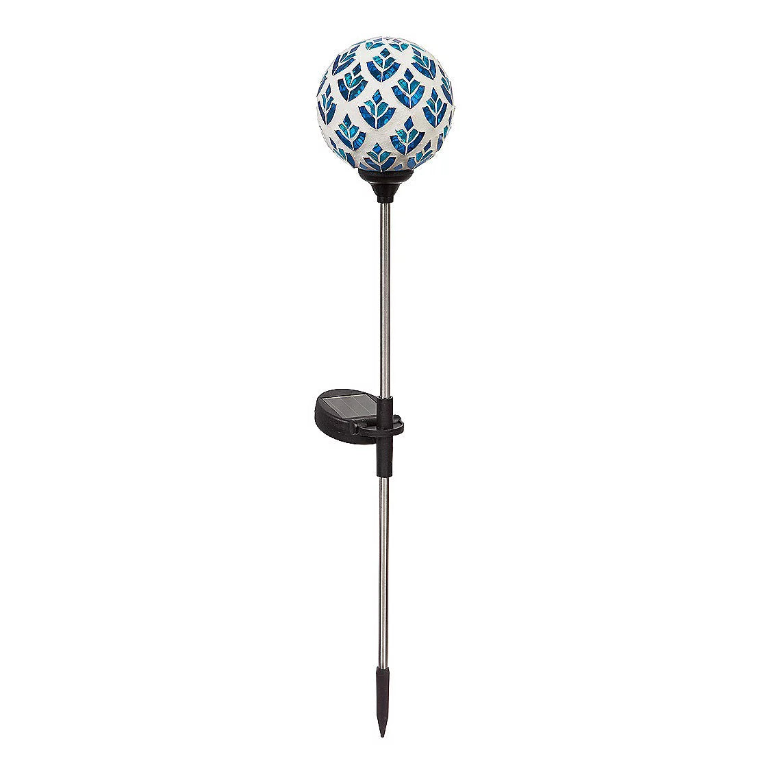 Evergreen 22"H Solar Mosaic Globe Garden Stakes, Peacork Blue