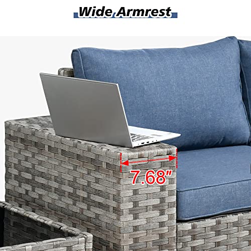 Outdoor Patio Sectional Sofa Set with Swivel Rocking Chair, 8 Piece Wicker Couch T132584