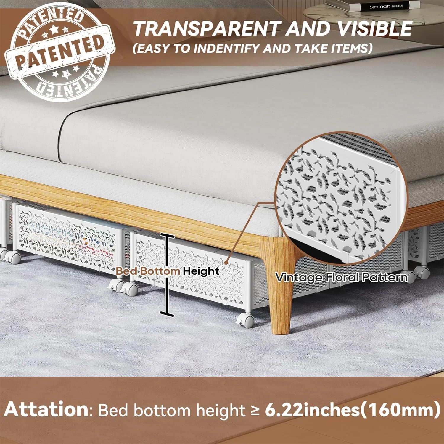 Under Bed Storage Containers with Wheels, 2 Pack U520266