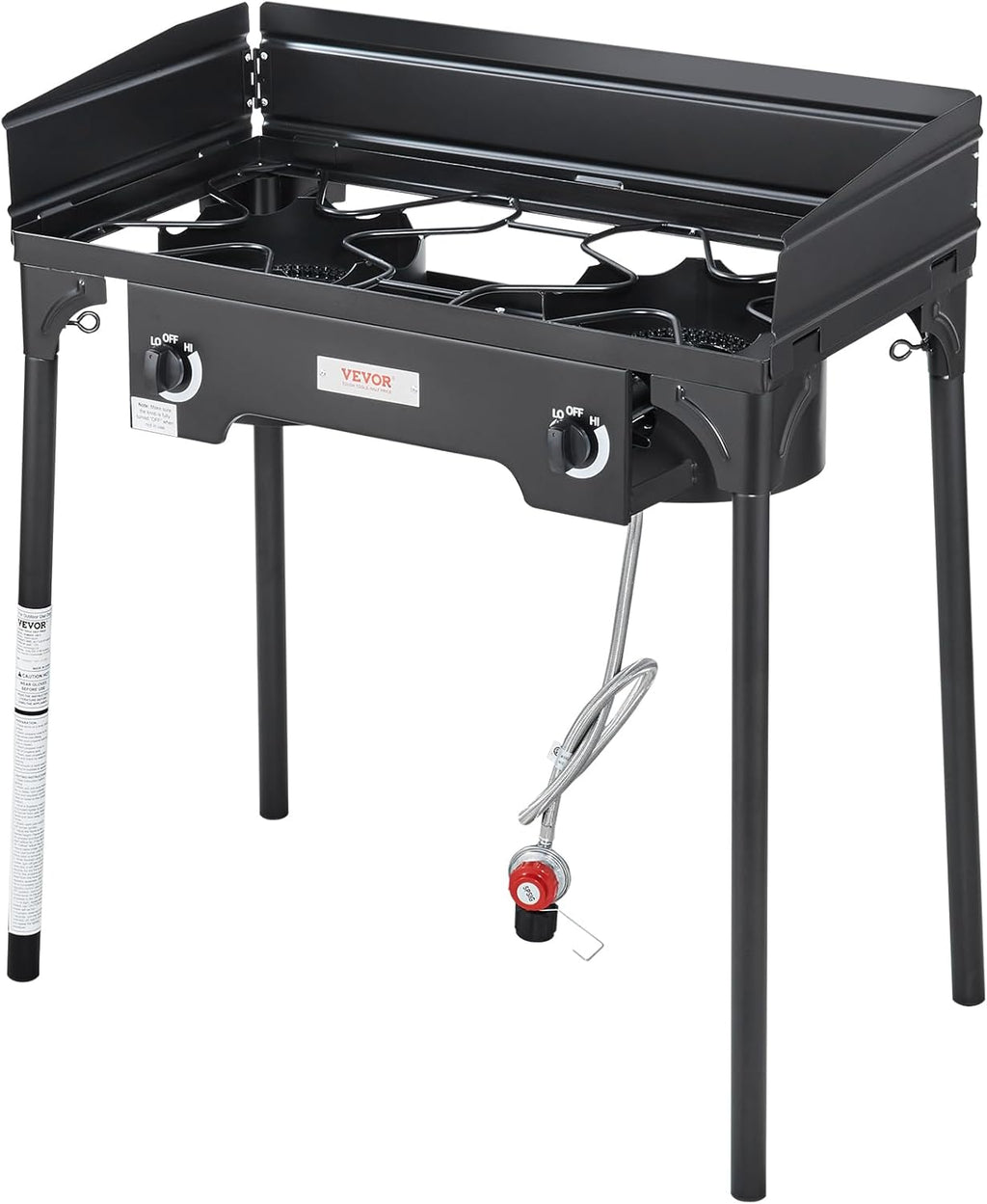Outdoor Propane Burner, 2 Burner Stove with Windscreen, Heavy Duty Gas Cooker with Detachable Legs Stand S96726