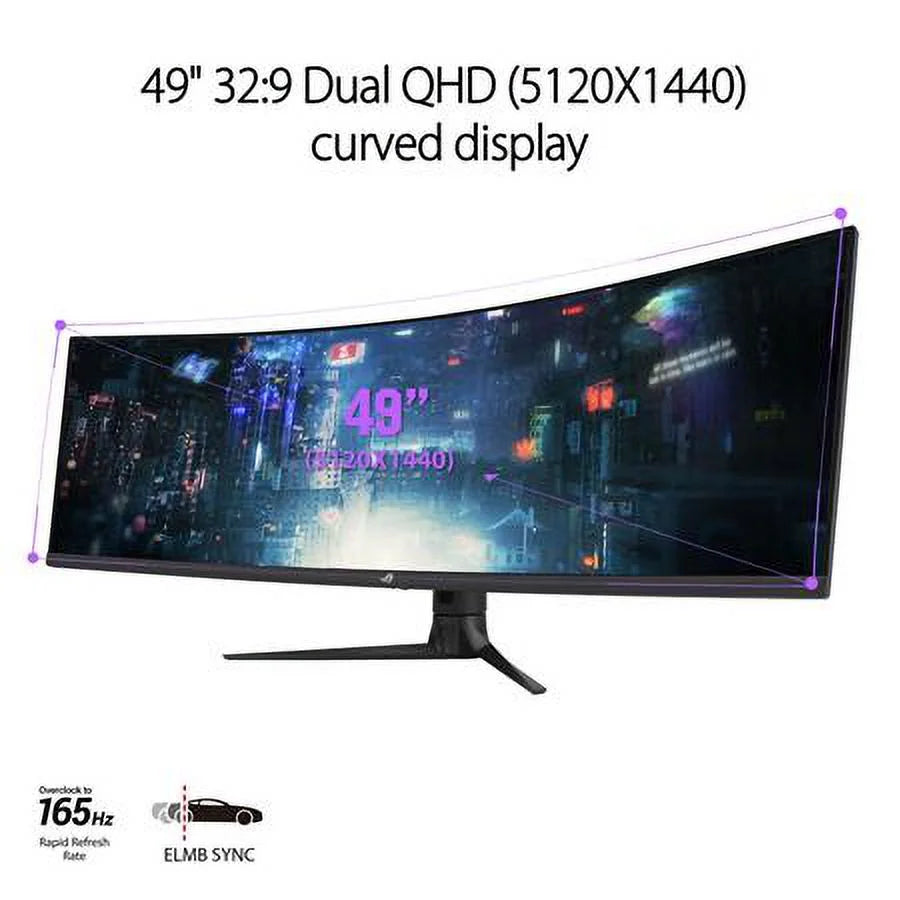 49" Ultra-wide Curved HDR Gaming Monitor, Dual QHD 165Hz O458