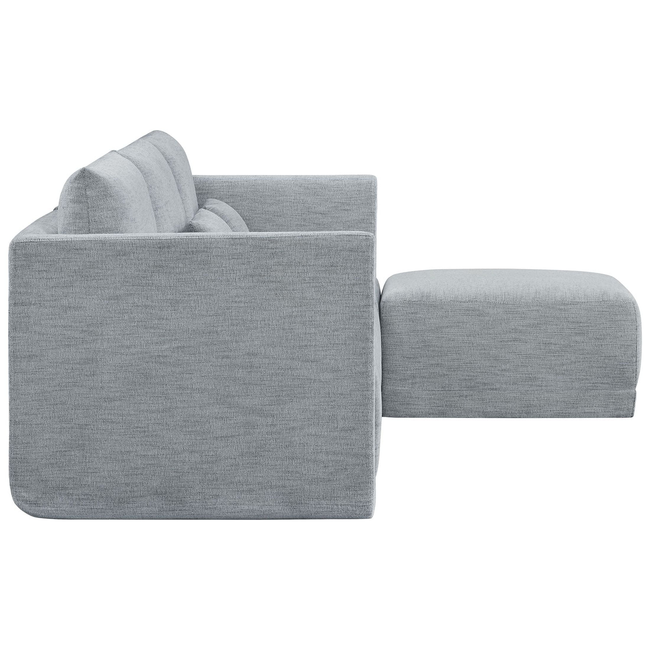 Modular Sectional Sofa with Ottoman, Gray Fabric C1383