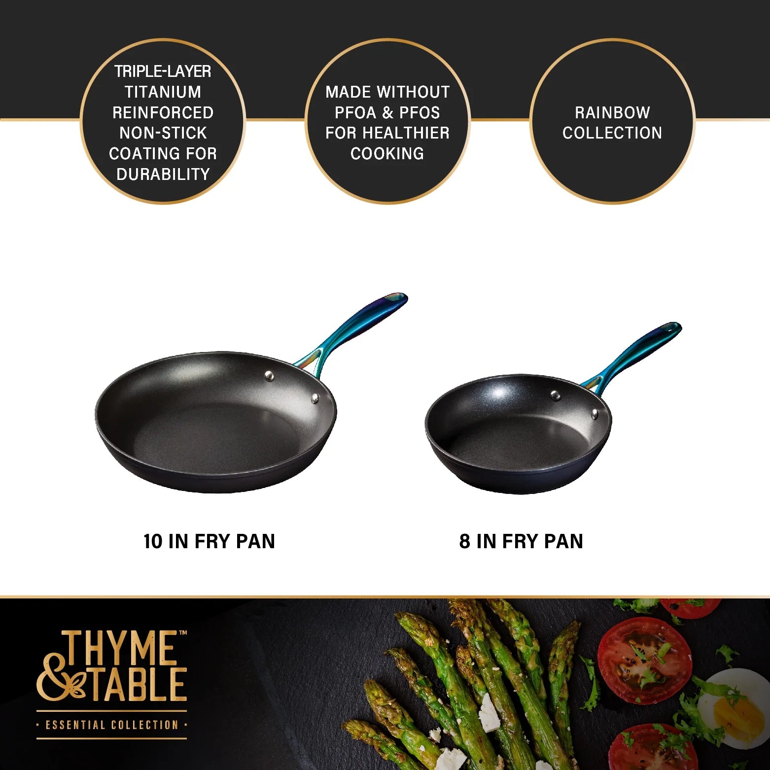 Non-Stick 12-Piece Cookware Set, Black & Rainbow R769