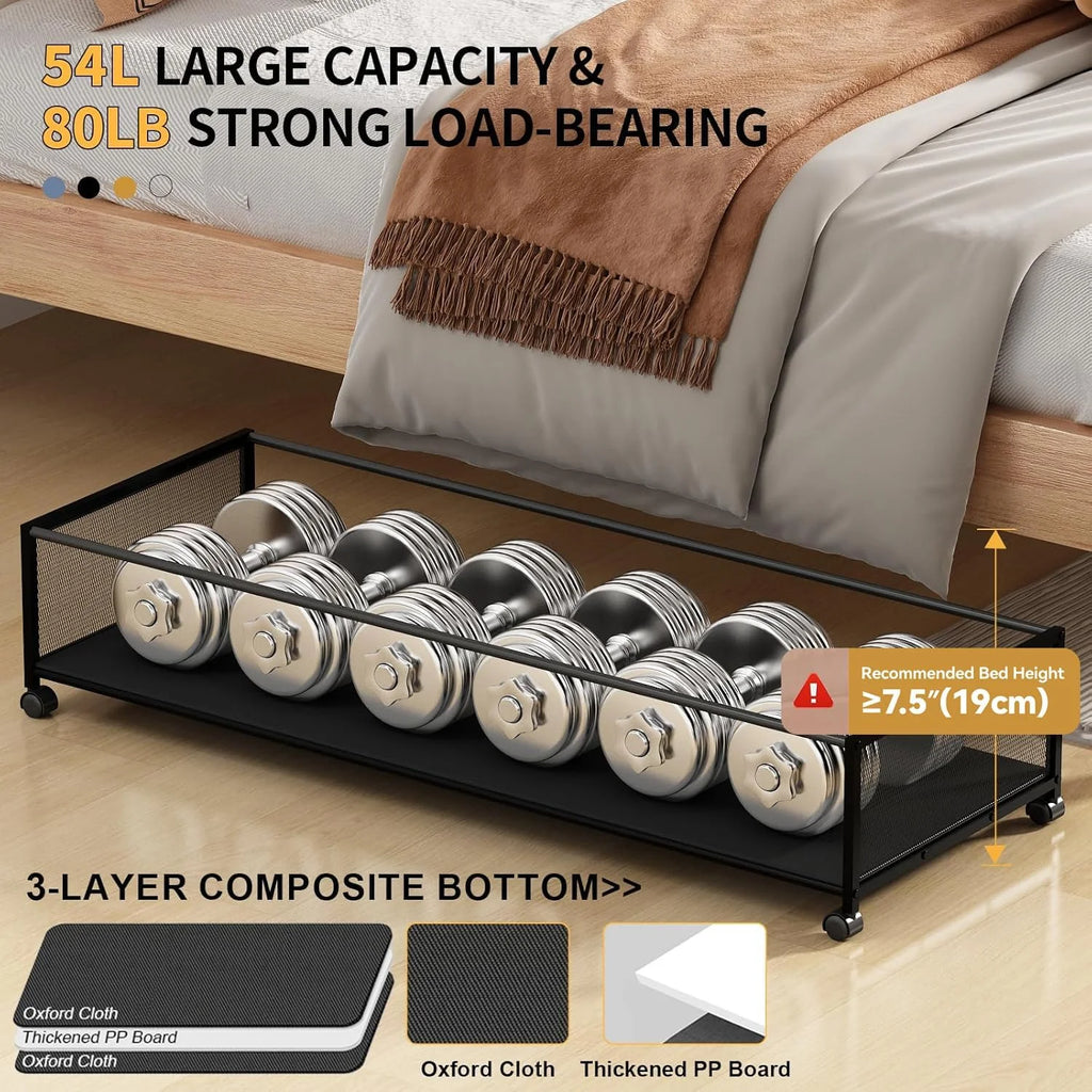 Under Bed Storage Containers with Wheels, Large 54L, 2 Pack Z7022