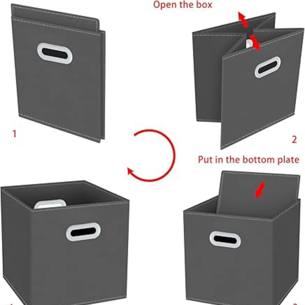 Fabric Cube Storage Bins with Handles, Foldable, 11x11x11, Set of 3 X59987
